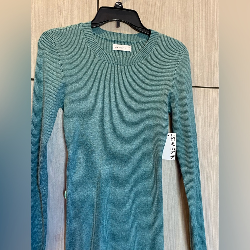 Nine West Bodycon Midi Dress Cool Sea Heather Medium NEW - Picture 4 of 10